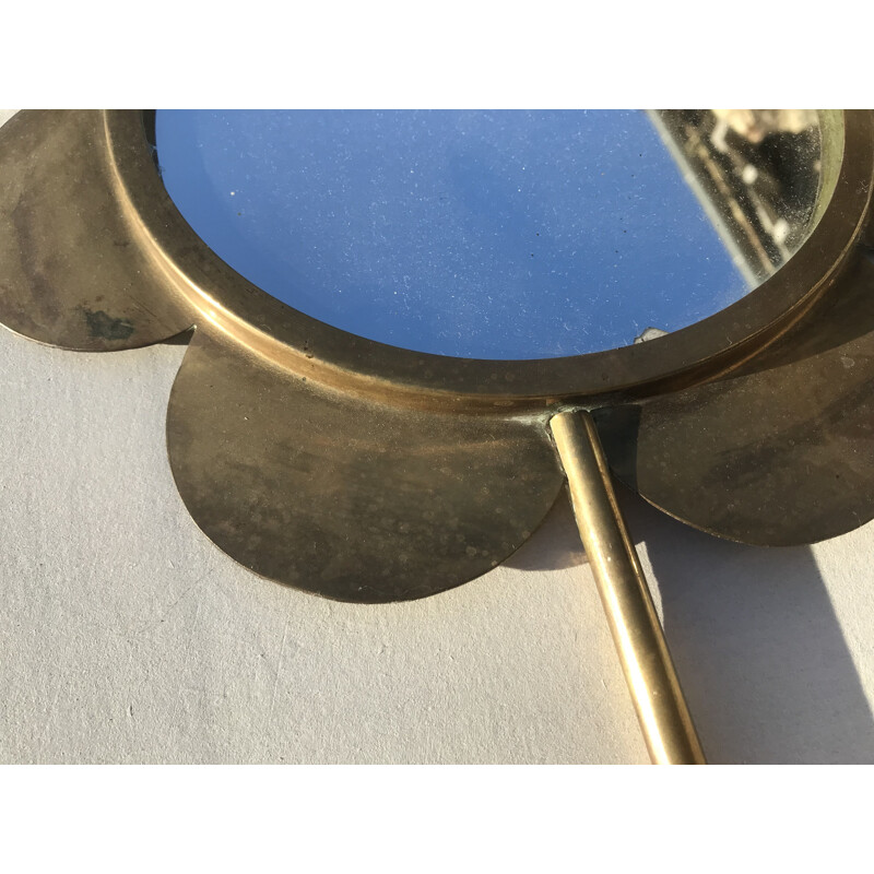 Pair of vintage brass wall mirrors in the shape of a flower, 1960