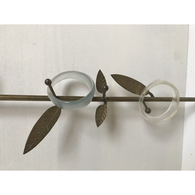 Pair of vintage brass wall mirrors in the shape of a flower, 1960