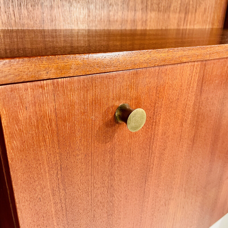 Vintage wooden bookcase with brass, Italy 1960