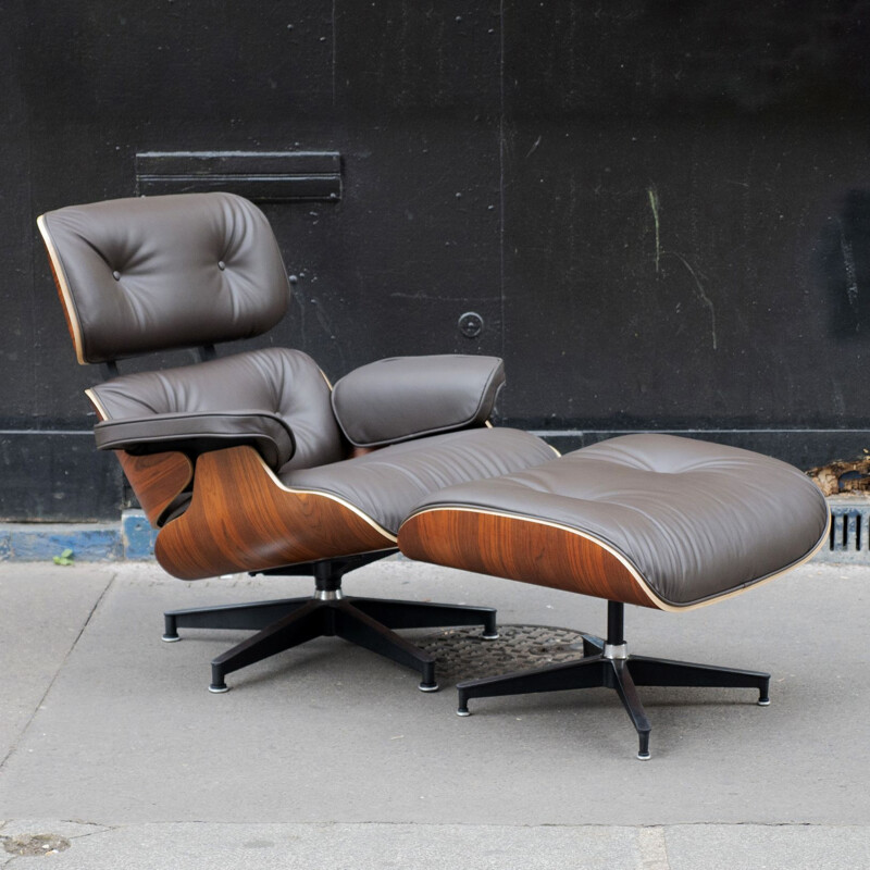 Cadeira Vintage rosewood lounge e otomano por Charles e Ray Eames para Herman Miller