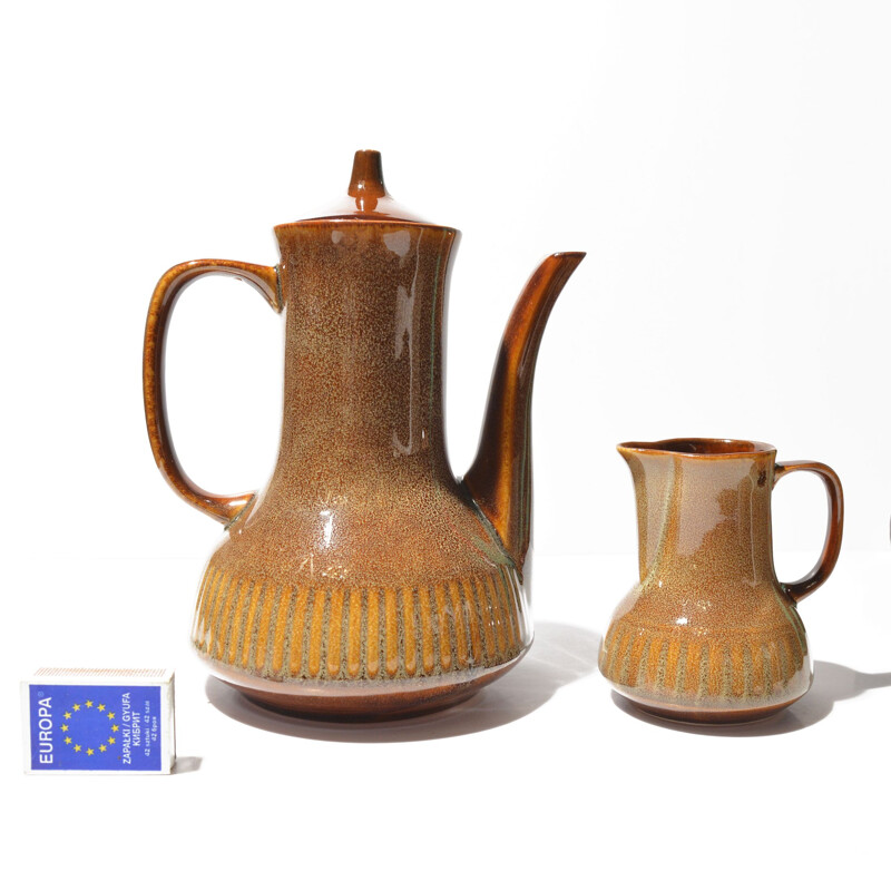Vintage ceramic pitcher and milk jug by Adam Sadulski, Poland 1970