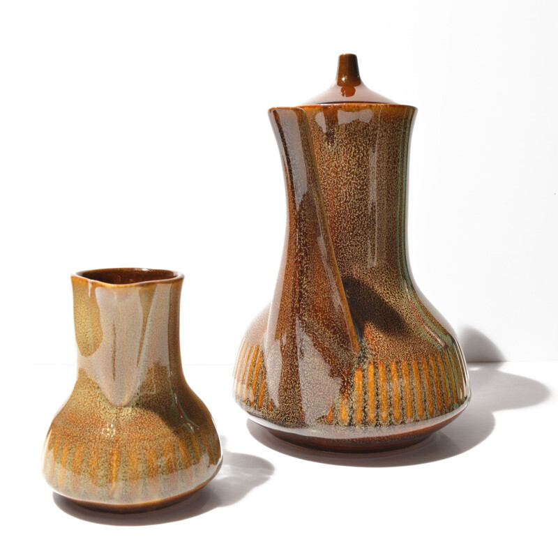 Vintage ceramic pitcher and milk jug by Adam Sadulski, Poland 1970