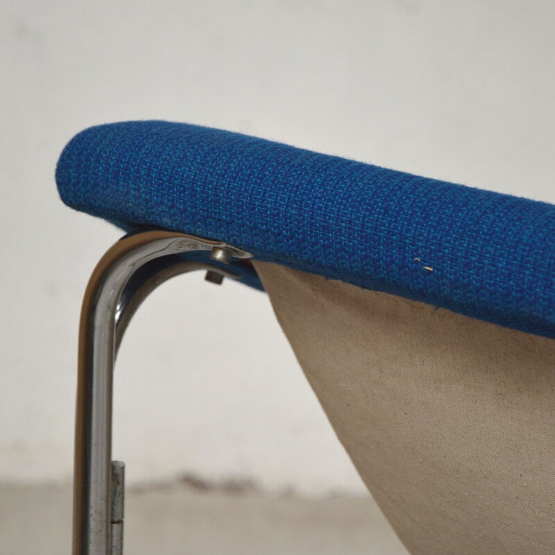 Pair of vintage blue woolen armchairs, 1970