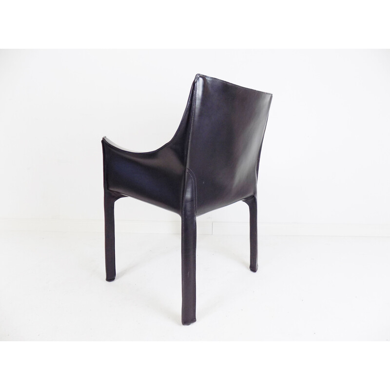 Poltrona vintage Cassina in pelle nera di Mario Bellini