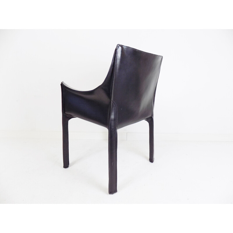 Vintage Cassina leather armchair black by Mario Bellini