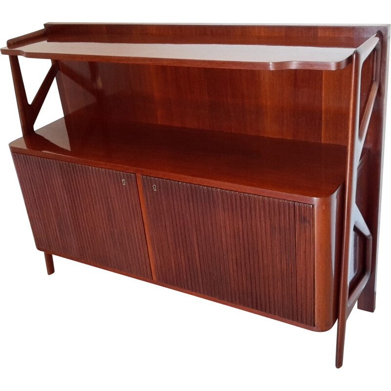 Italian cabinet in rosewood with tambour doors, Emilian RONCORRONI - 1950s 