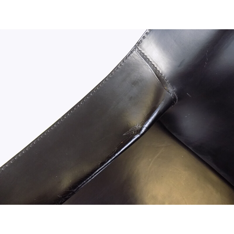 Vintage Cassina leather armchair black by Mario Bellini