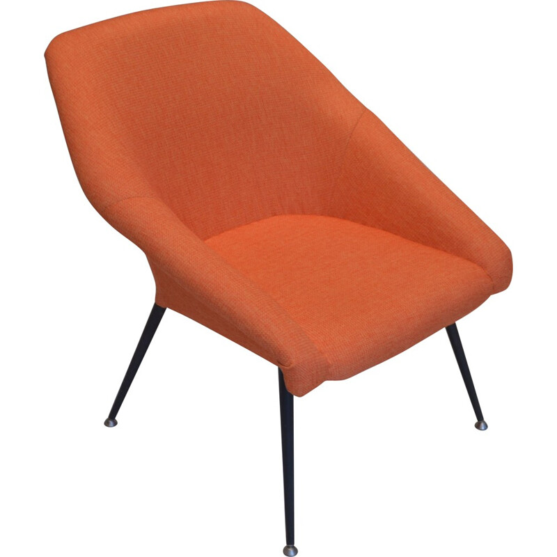 Fauteuil cocktail soviétique en métal et tissu orange - 1970