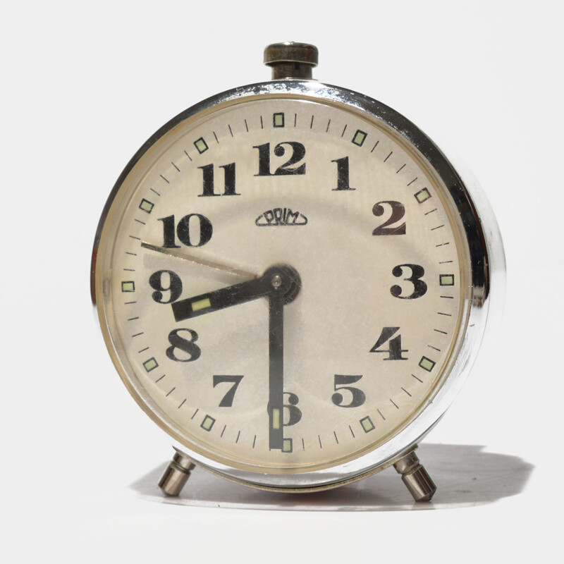 Vintage mechanical alarm clock, Czechoslovakia 1960s