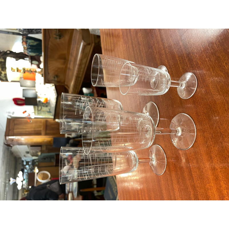 Set van 50 vintage geslepen glazen, 1950