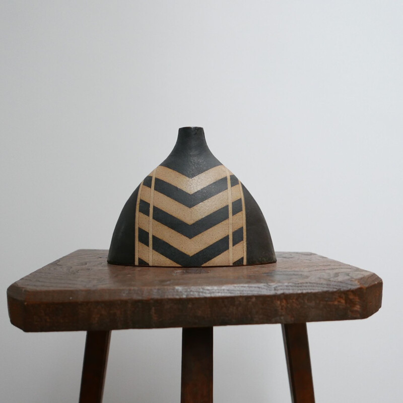 Vaso geometrico vintage in ceramica, Inghilterra 1970