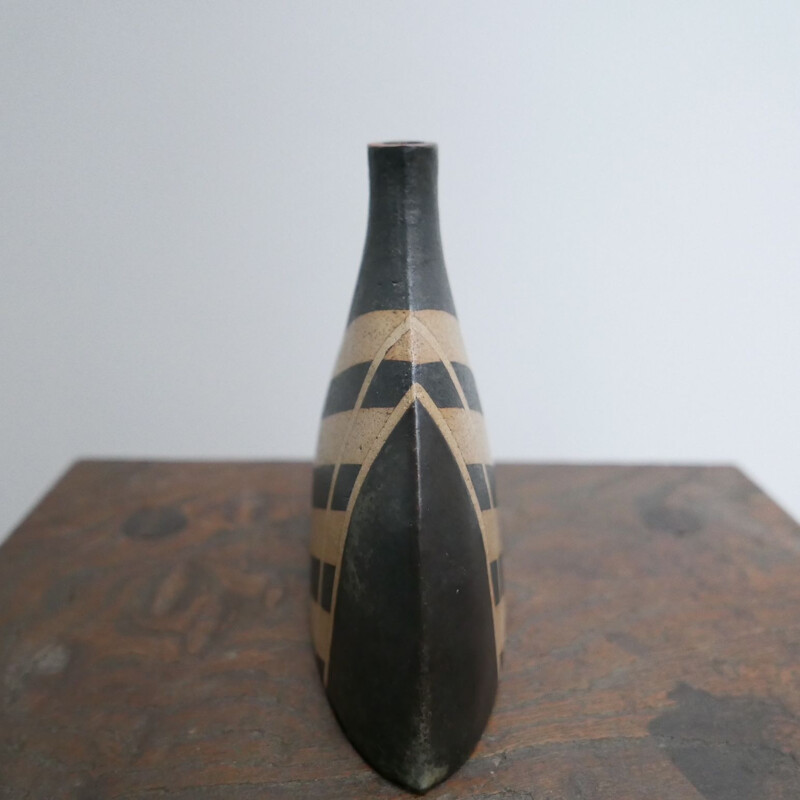 Vase vintage géométrique en céramique, Angleterre 1970