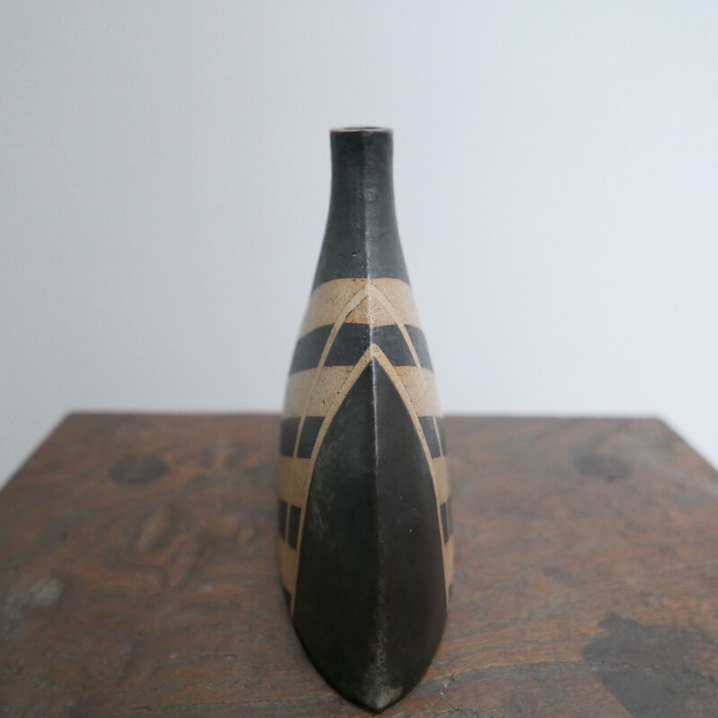 Vintage geometric ceramic vase, England 1970