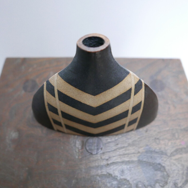 Vintage geometric ceramic vase, England 1970