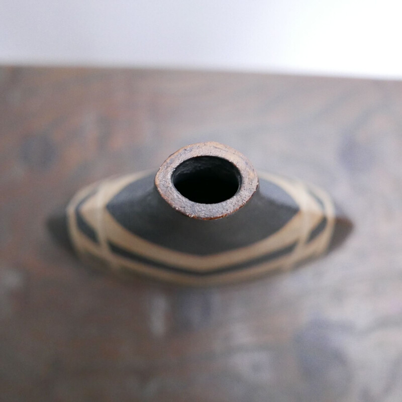 Vaso de cerâmica geométrica vintage, Inglaterra 1970