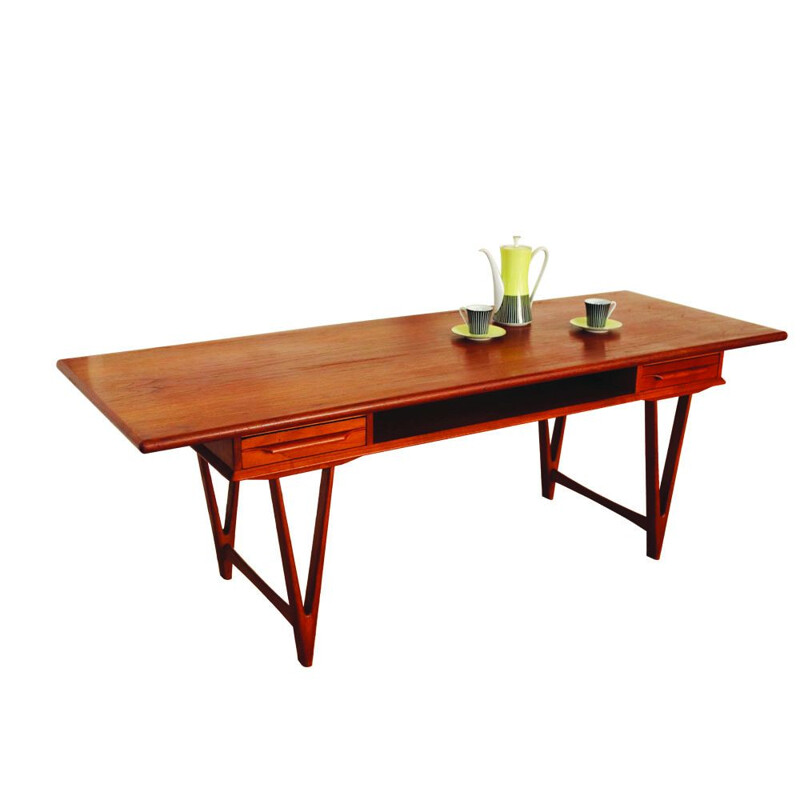 Mesa de café Vintage de teca modelo 32 por E.W.Bach para Mobelfabrikken Toften, Dinamarca 1960.