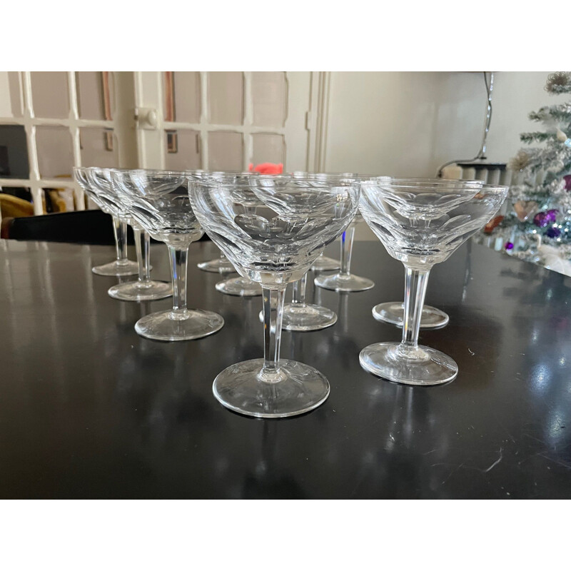 Lot de 11 coupes de champagne vintage en cristal