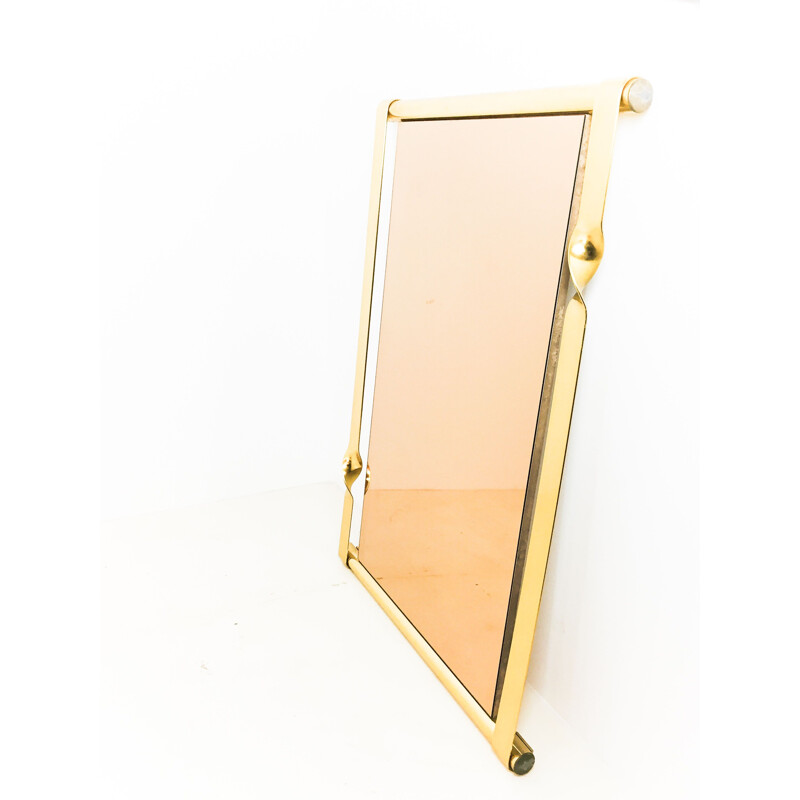 Mid century mirror with gold frame by Luciano Frigerio, Italy
