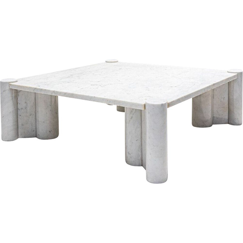 Vintage white Carrara marble Jumbo coffee table by Gae Aulenti for Knoll Inc, 1960s