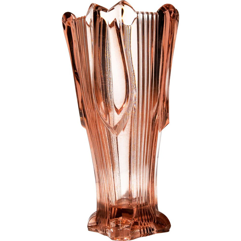 Vintage glass vase by Irena Pastrankov for Moser, Czechoslovakia 1930