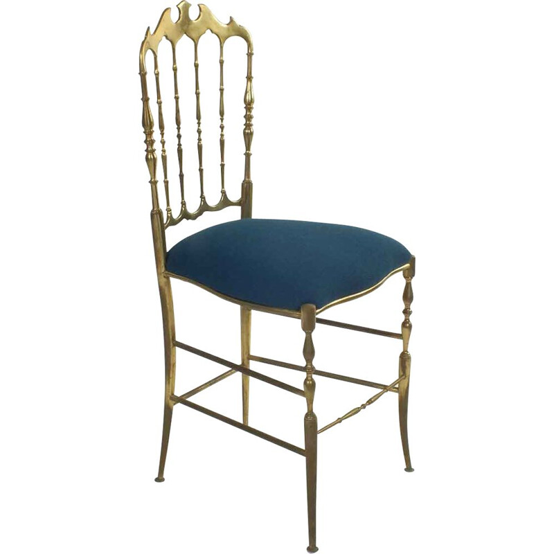 Chaise vintage Chiavari avec velours bleu nuit