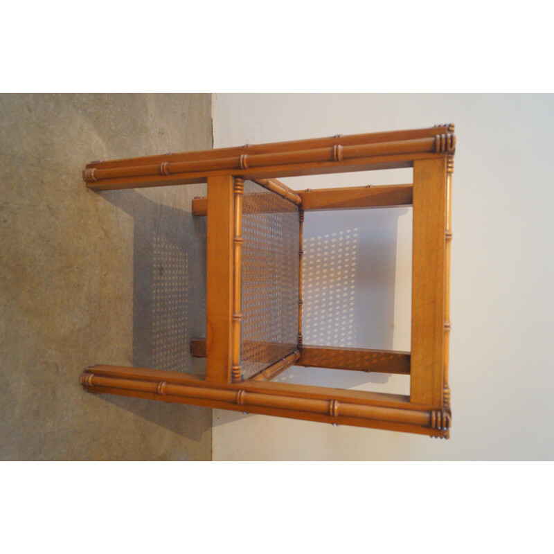 Vintage wood and glass side table, 1960