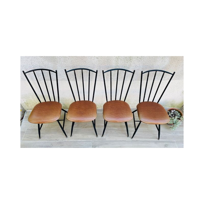 Lot de 4 chaises à barreaux scandinave vintage par Soudevinyl