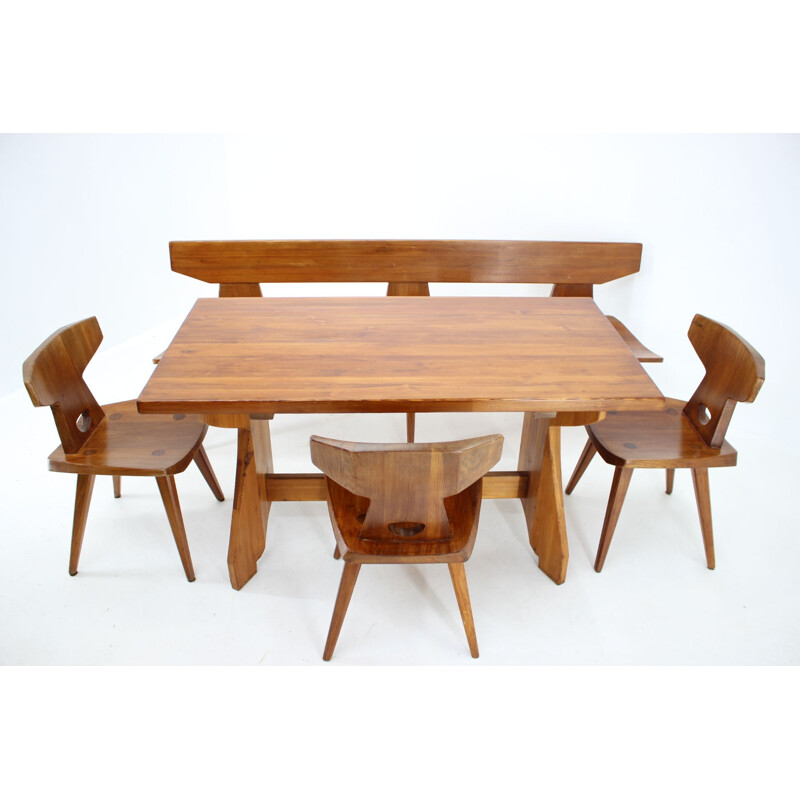 Set di sedie e tavoli in legno di pino vintage di Jacob Kielland-Brandt per I. Christiansen, Danimarca 1960