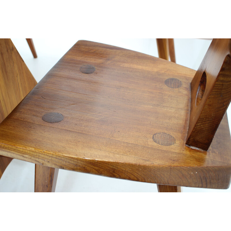 Cadeira e mesa de pinhal Vintage, colocada por Jacob Kielland-Brandt para I. Christiansen, Dinamarca 1960