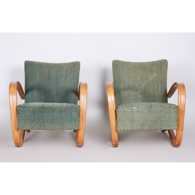 Pair of Art Deco vintage armchairs by Halabala for Up Závody, 1930s