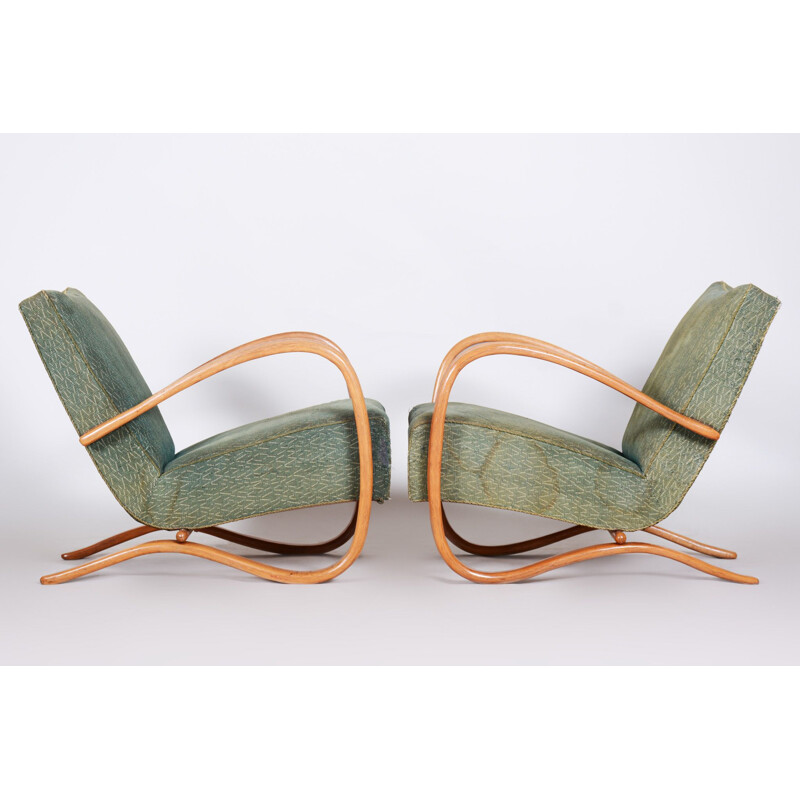 Pair of Art Deco vintage armchairs by Halabala for Up Závody, 1930s