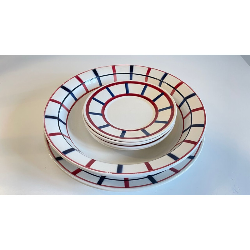 Set of 7 vintage ceramic presentation dishes by Hbcm Béarn, France