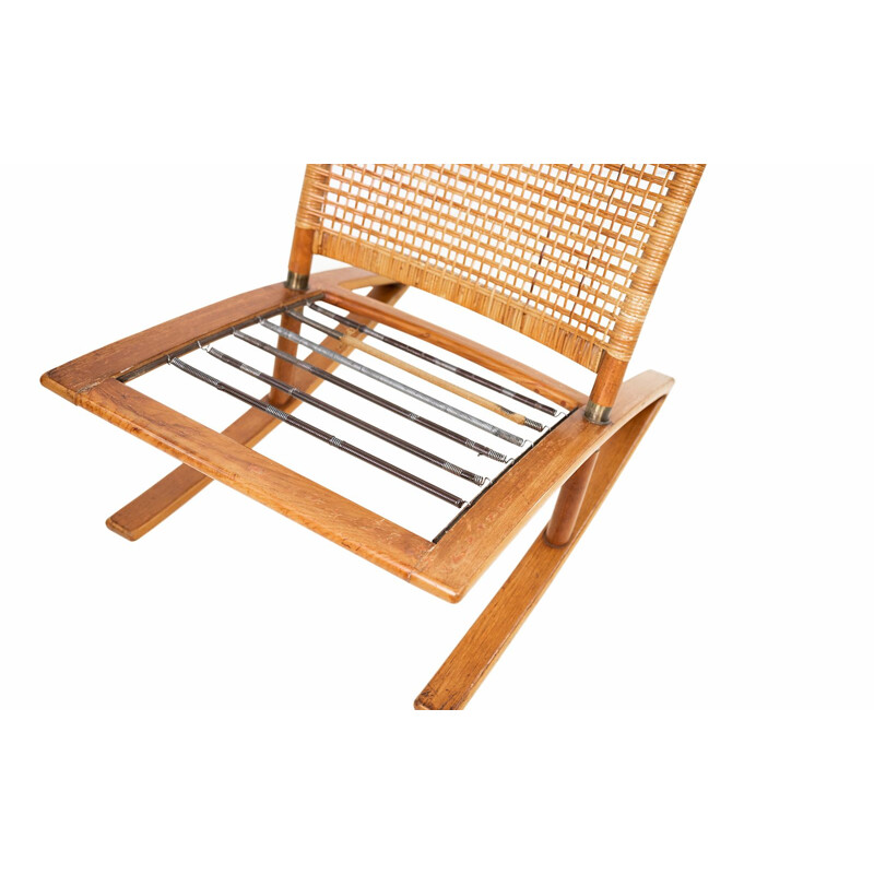 Mid century cane rocking chair by Fredrik Kayser for Vatne Mobler, Denmark