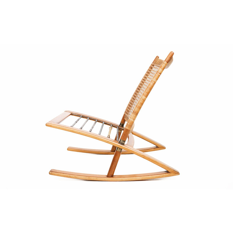 Mid century cane rocking chair by Fredrik Kayser for Vatne Mobler, Denmark