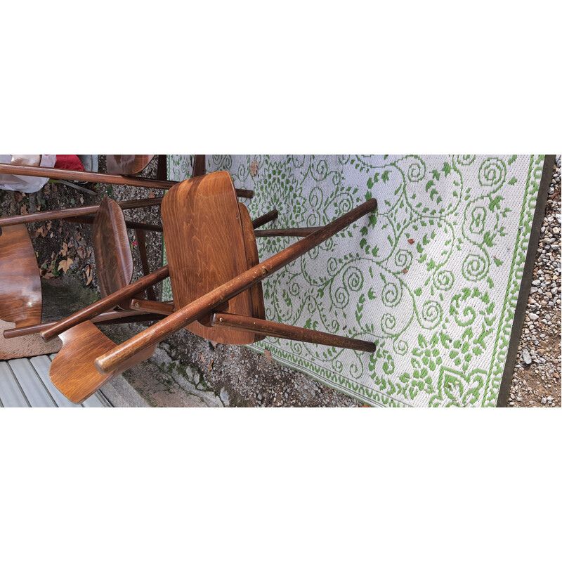 Set of 4 vintage Thonet folding chairs in wood