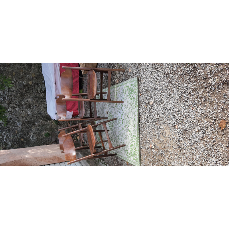 Set of 4 vintage Thonet folding chairs in wood