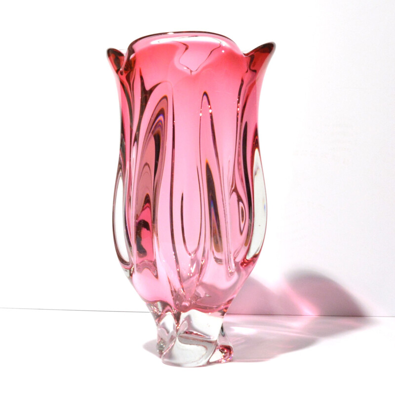 Vintage crystal glass vase by Jozef Hospodka for Chribska Sklarna, Czechoslovakia 1960s