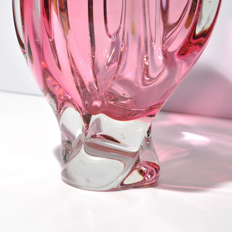 Vintage crystal glass vase by Jozef Hospodka for Chribska Sklarna, Czechoslovakia 1960s