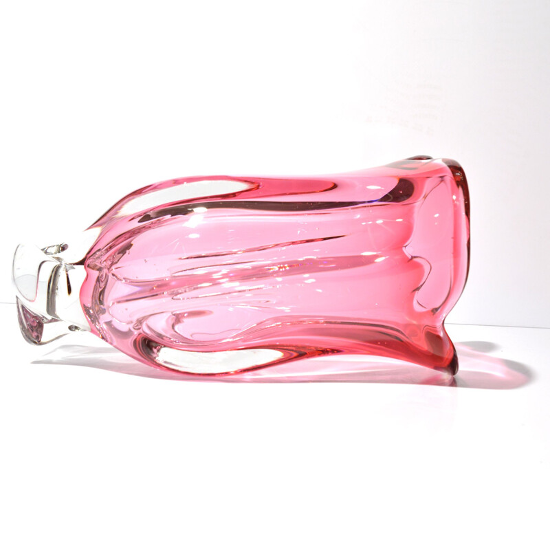 Vintage crystal glass vase by Jozef Hospodka for Chribska Sklarna, Czechoslovakia 1960s