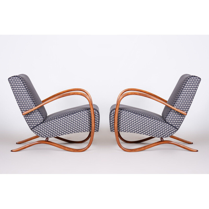 Pair of vintage Art Deco armchairs by Halabala for Up Závody, 1930s