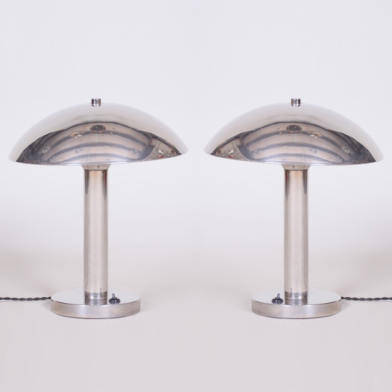 Pair of vintage Art Deco lamps, Czechoslovakia 1930