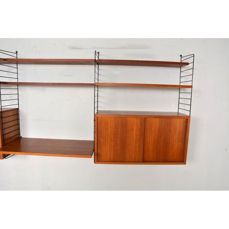 Système d'étagères scandinaves vintage en teck de Nisse Strinning, 1960