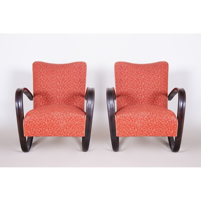 Pair of Art Deco vintage armchairs by Halabala for Up Závody, 1930s