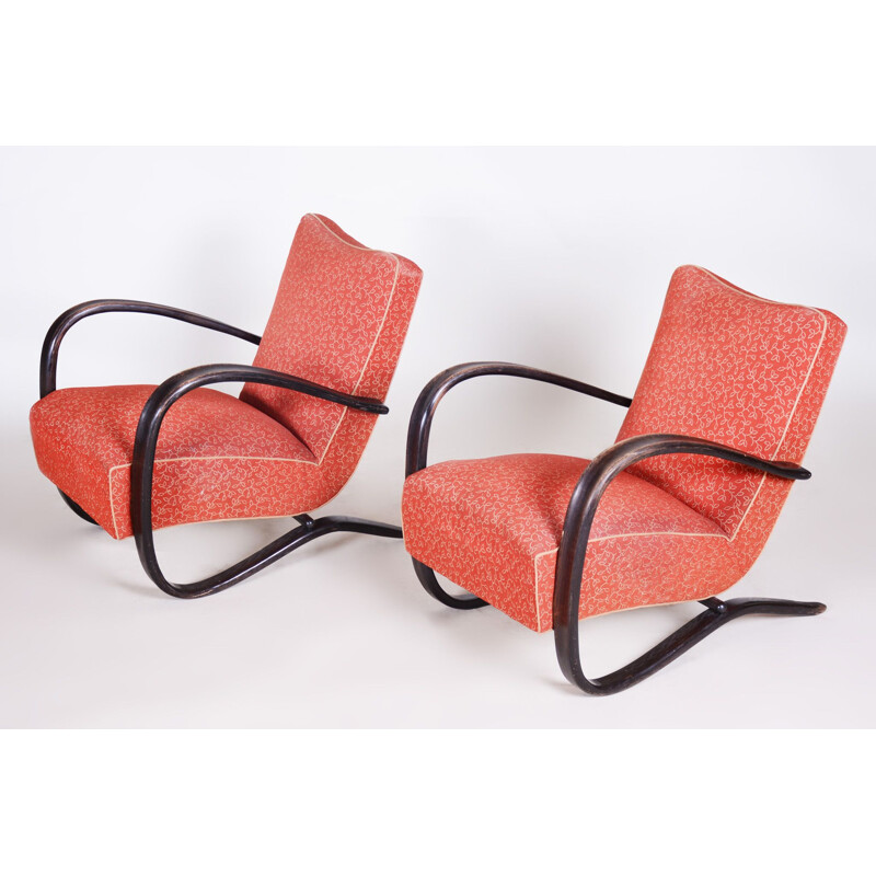 Pair of Art Deco vintage armchairs by Halabala for Up Závody, 1930s