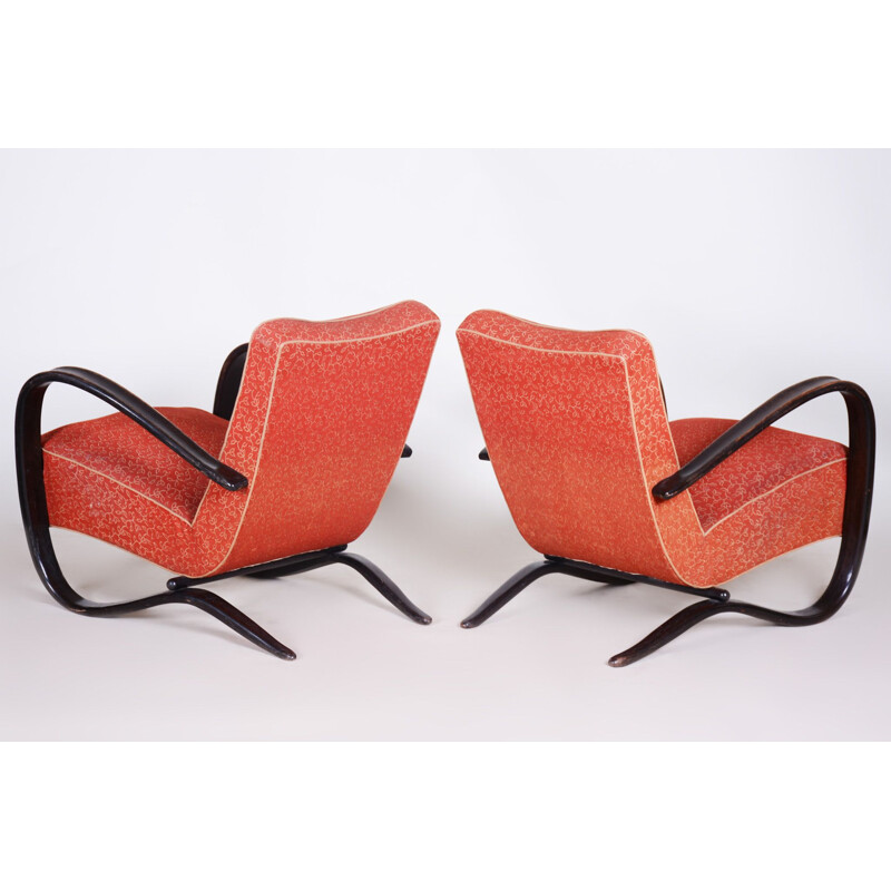 Pair of Art Deco vintage armchairs by Halabala for Up Závody, 1930s