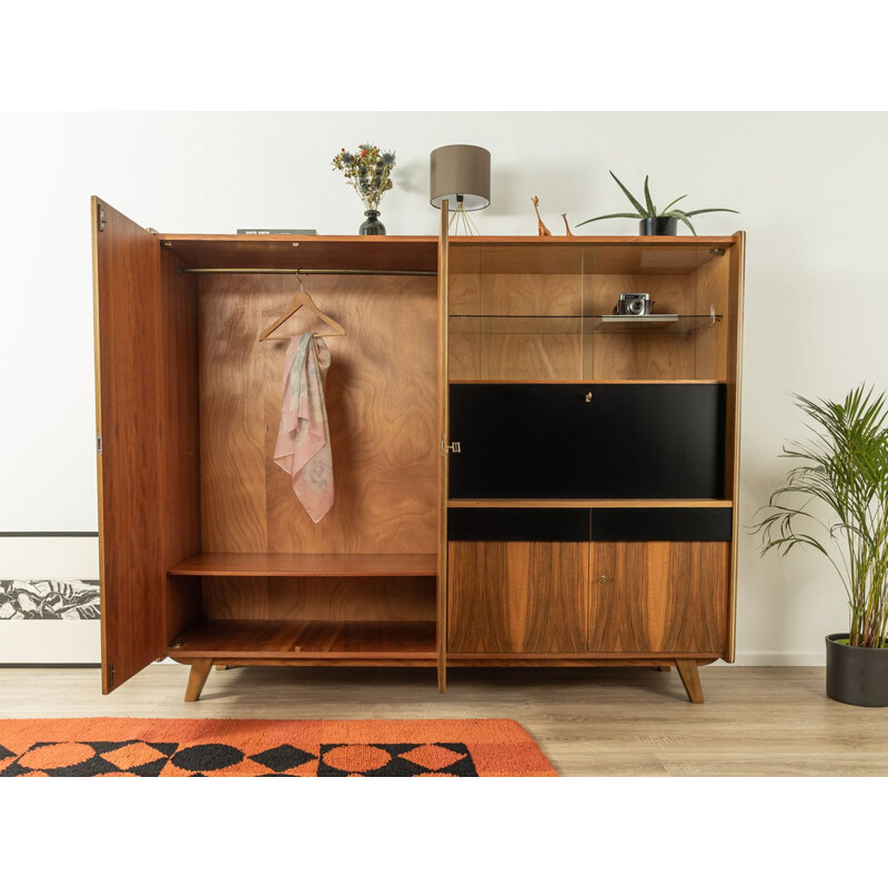 Vintage walnut highboard with four cabinet doors, Germany 1960s