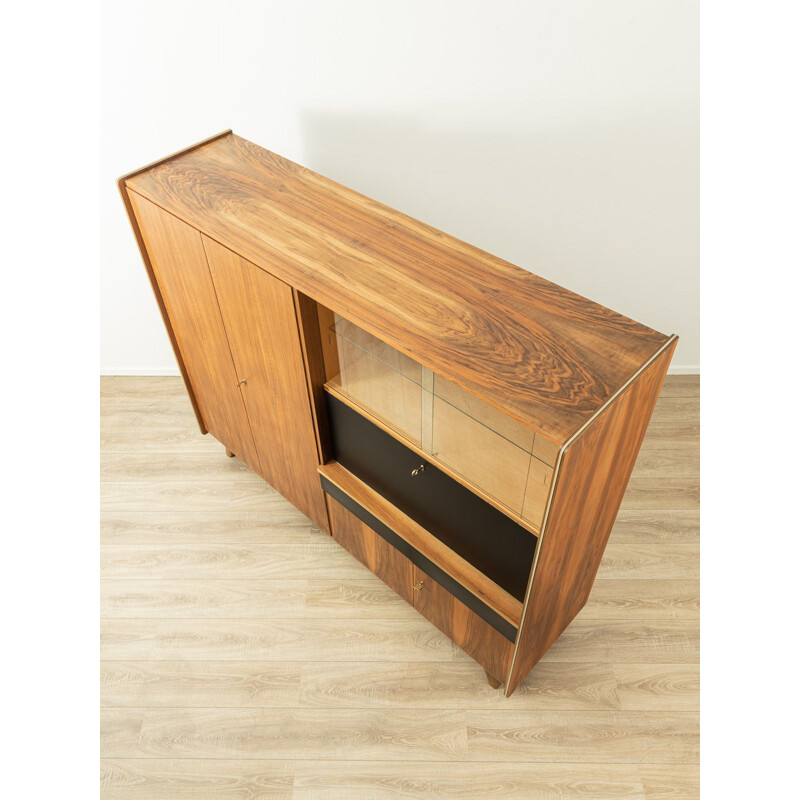 Vintage walnut highboard with four cabinet doors, Germany 1960s