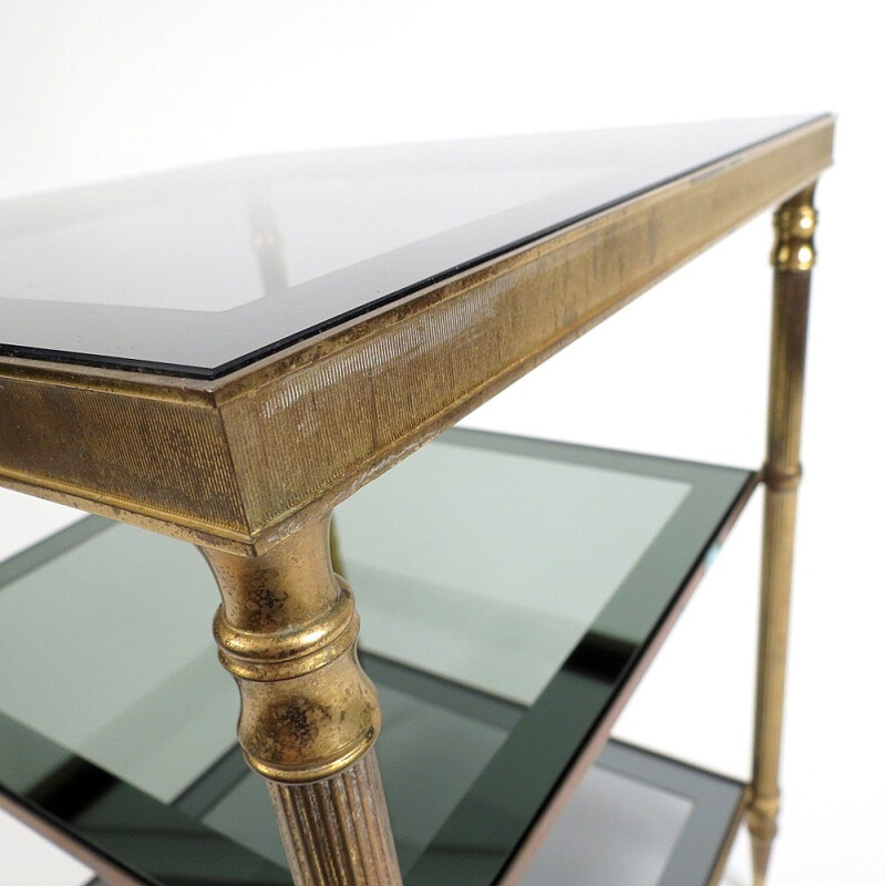 French side table in brass and glass - 1960