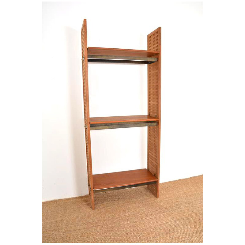 Modular vintage shelf in teak wood and metal
