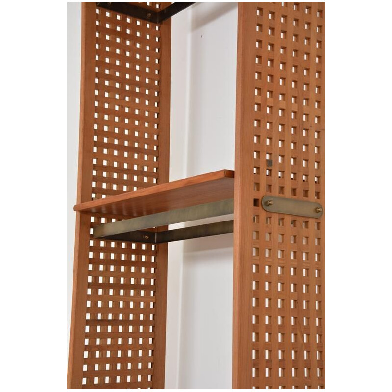 Modular vintage shelf in teak wood and metal